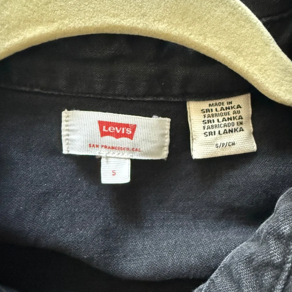 Levi's‎ Black Denim Shirt Dress Western Snap Front Size Small